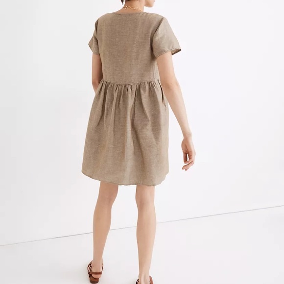 Madewell Linen-blend Vneck Button-front Mini Dress - Picture 2 of 9